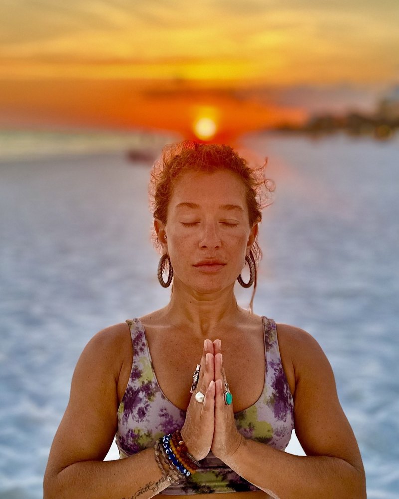Sunset beach yoga at golden hour, Panama City Beach — Ed Gutentag