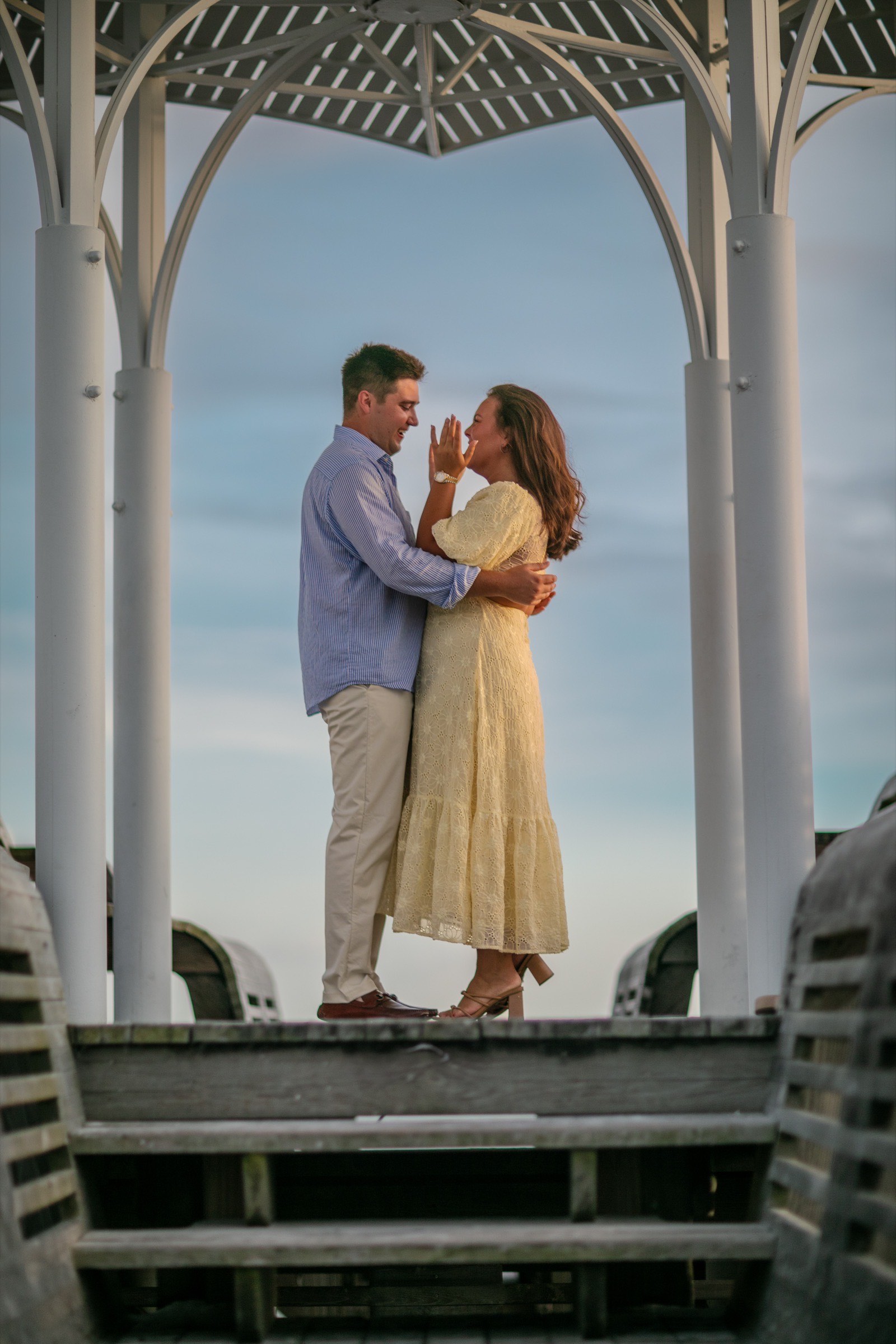 Engagement portrait in the Seaside gazebo, 30A
