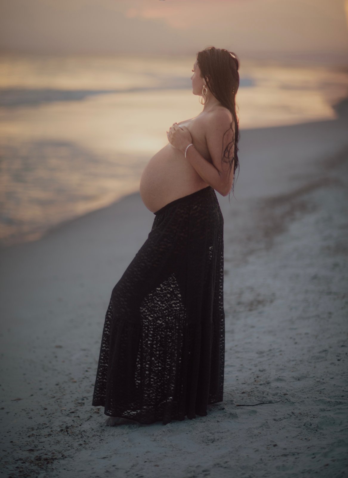 Maternity silhouette at sunset on the beach, Panama City Beach — Ed Gutentag